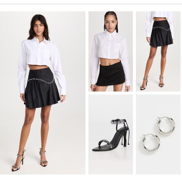 Aje Florence Pearl Trim Lightweight Poplin Ruffle Hem Mini Skirt Size 8 NWT - Picture 3 of 8